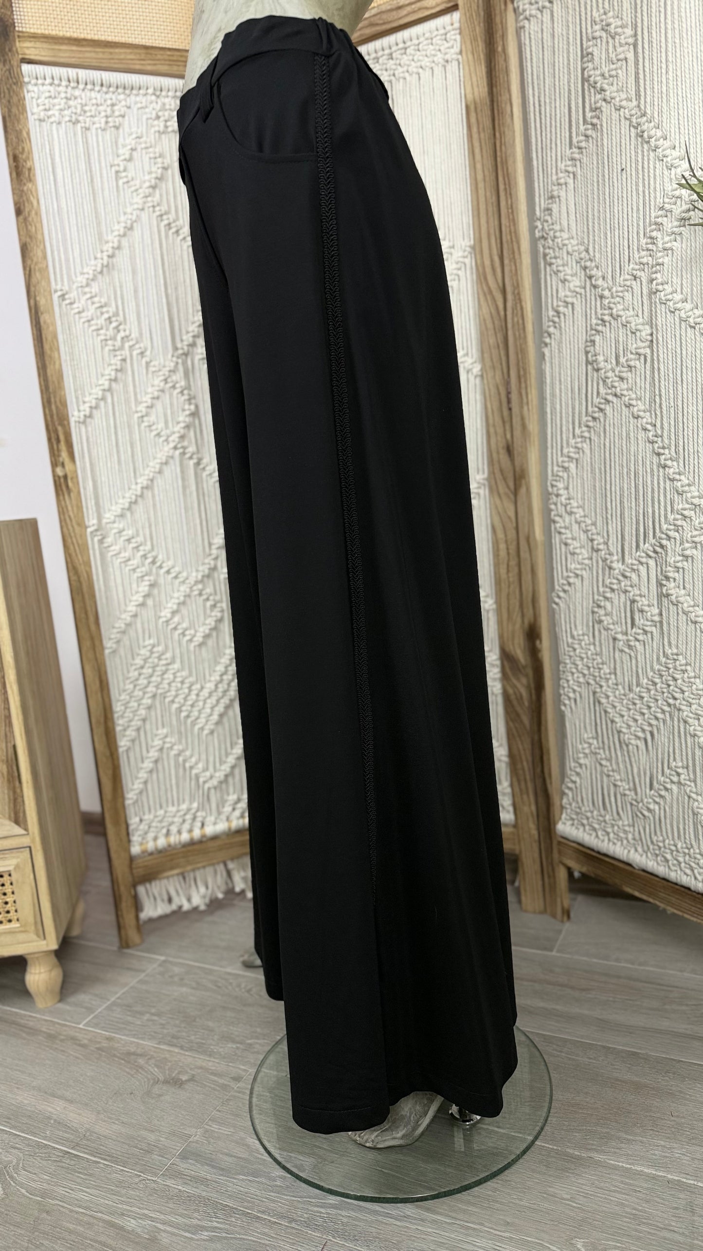 Pantaloni Largi Dama – Negru Profund, 3 variante
