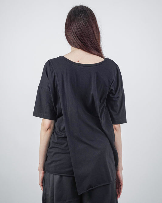 Bluză Neagră Parte Peste Parte (S-XL)