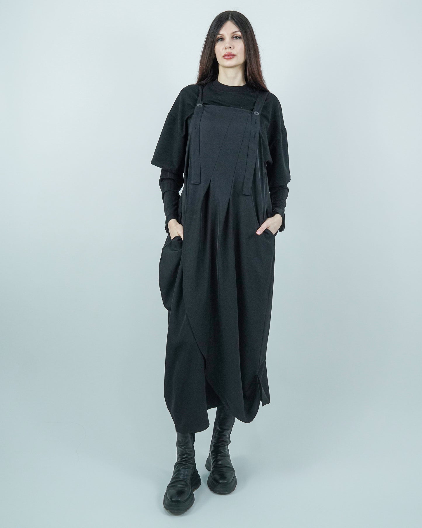 Sarafan Arhitectural Negru din Lycra (S-XL)