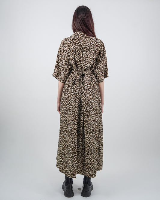 Rochie-Cămașă Leopard cu Mânecă Raglan (S-XL)