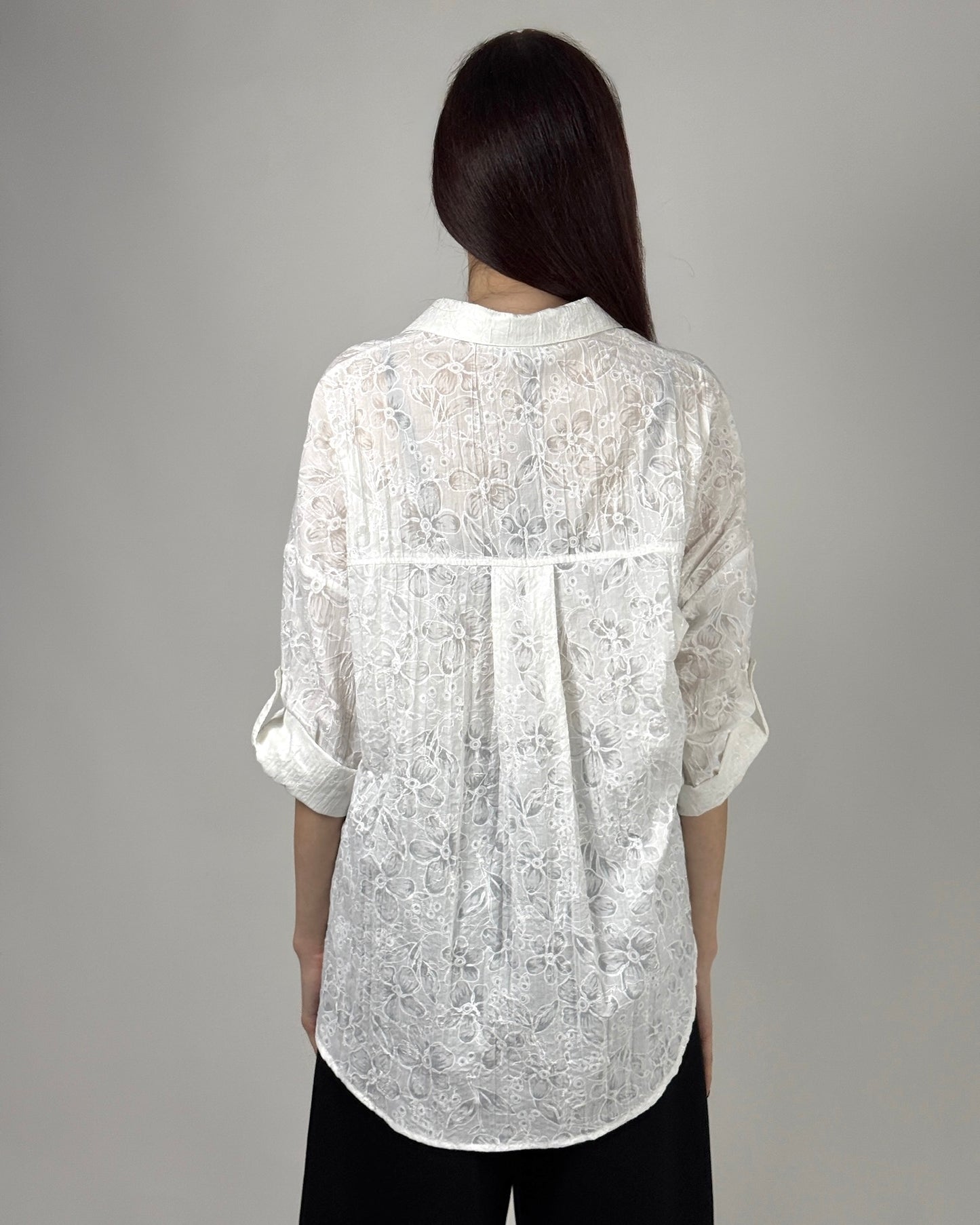 Cămașă Albă din Dantelă Brodată | Talie Unică | Qarma