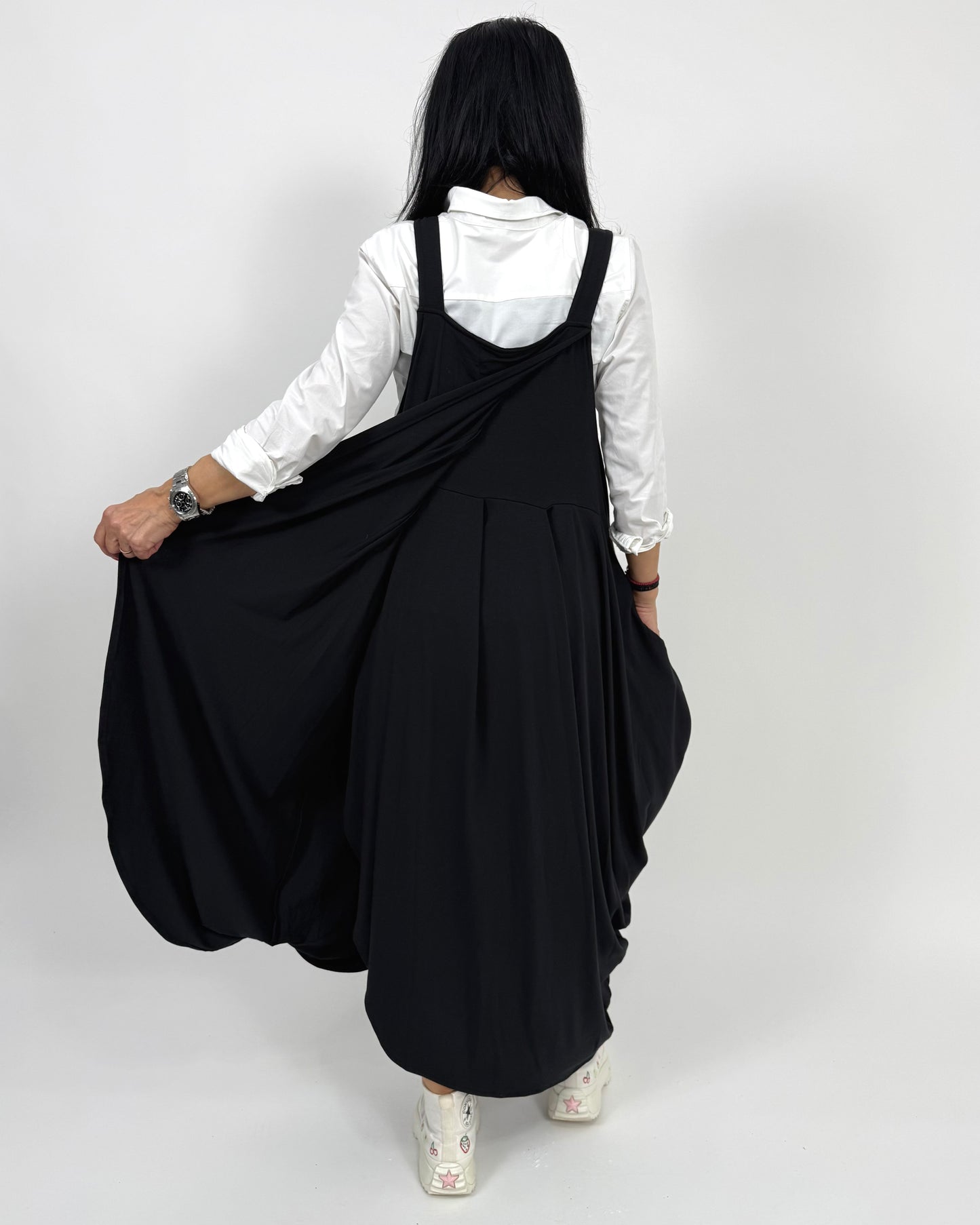 Sarafan Arhitectural Negru din Jerse (S-XL)