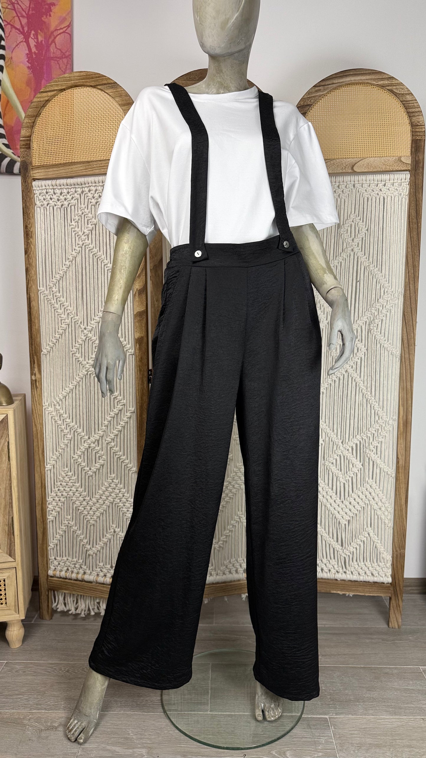 Pantaloni Dama – Largi cu Bretele, Design Artistic