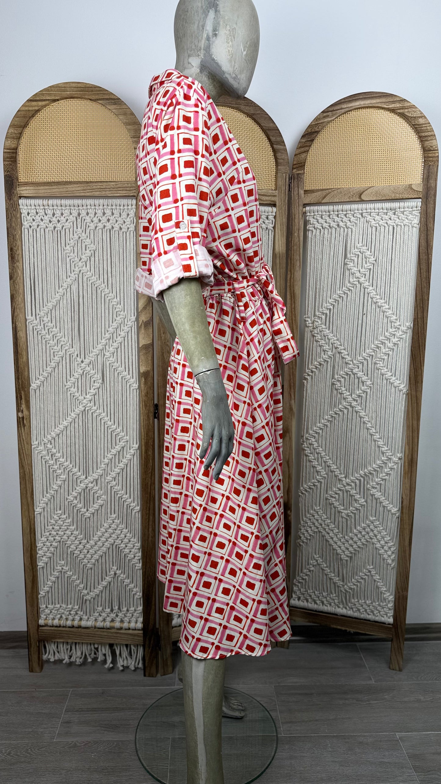 ROCHIE CAMASA CU PRINT GEOMETRIC ROSU