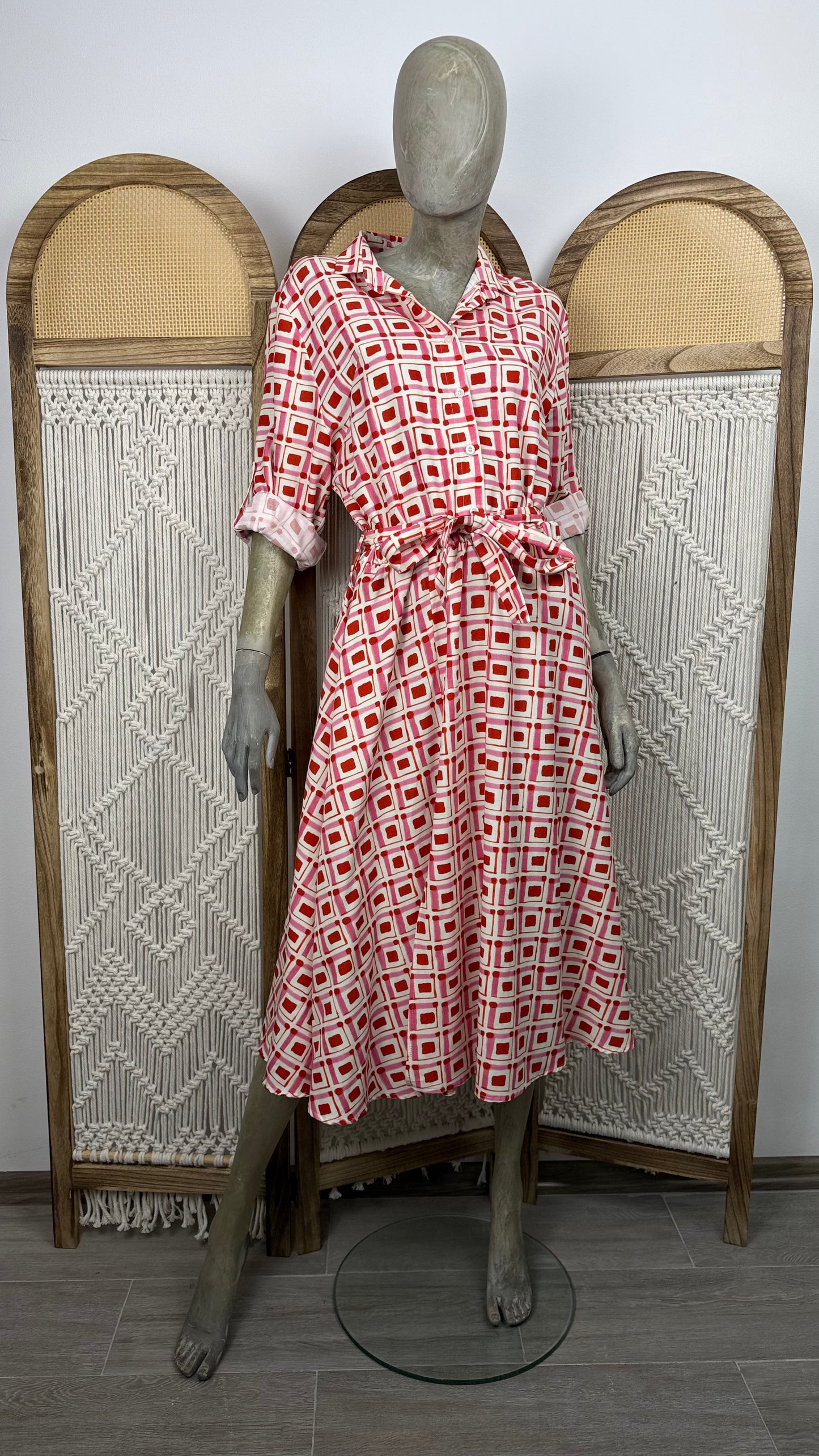 ROCHIE CAMASA CU PRINT GEOMETRIC ROSU