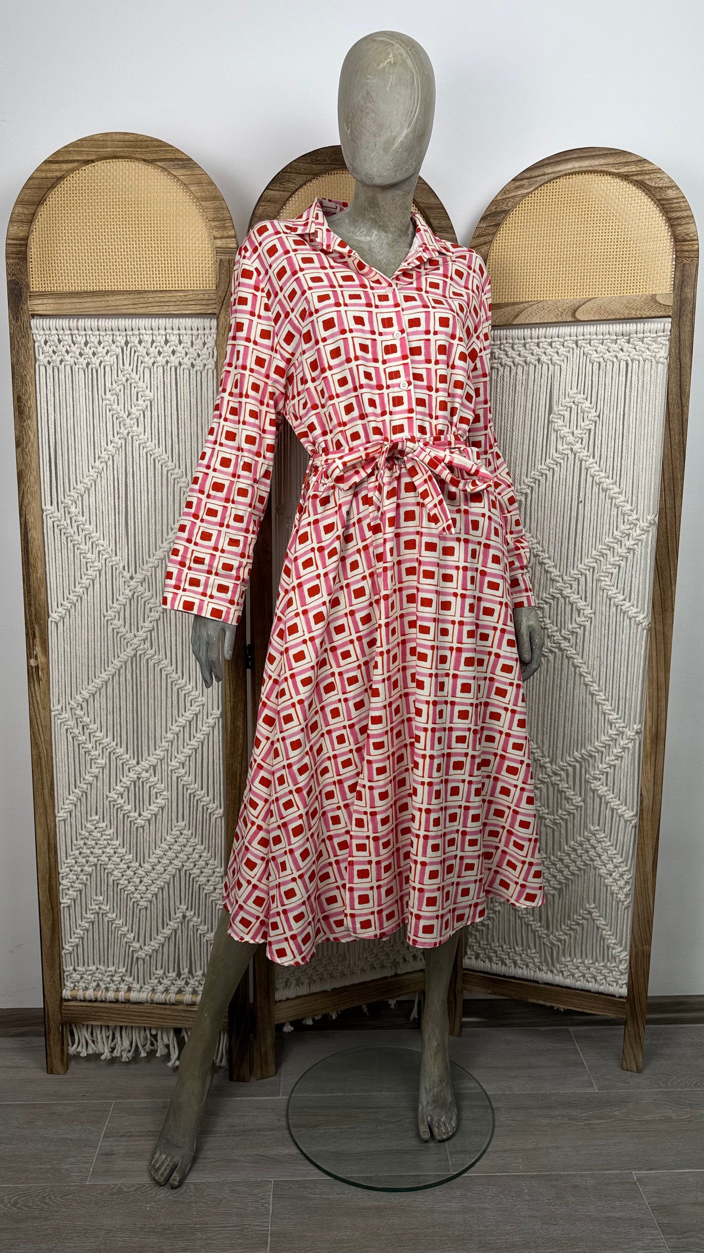 ROCHIE CAMASA CU PRINT GEOMETRIC ROSU