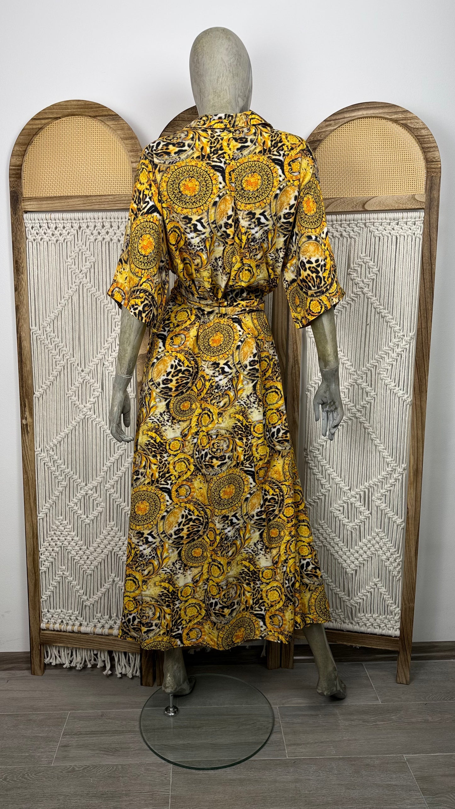 ROCHIE LUNGA CU PRINT BAROC SI CORDON