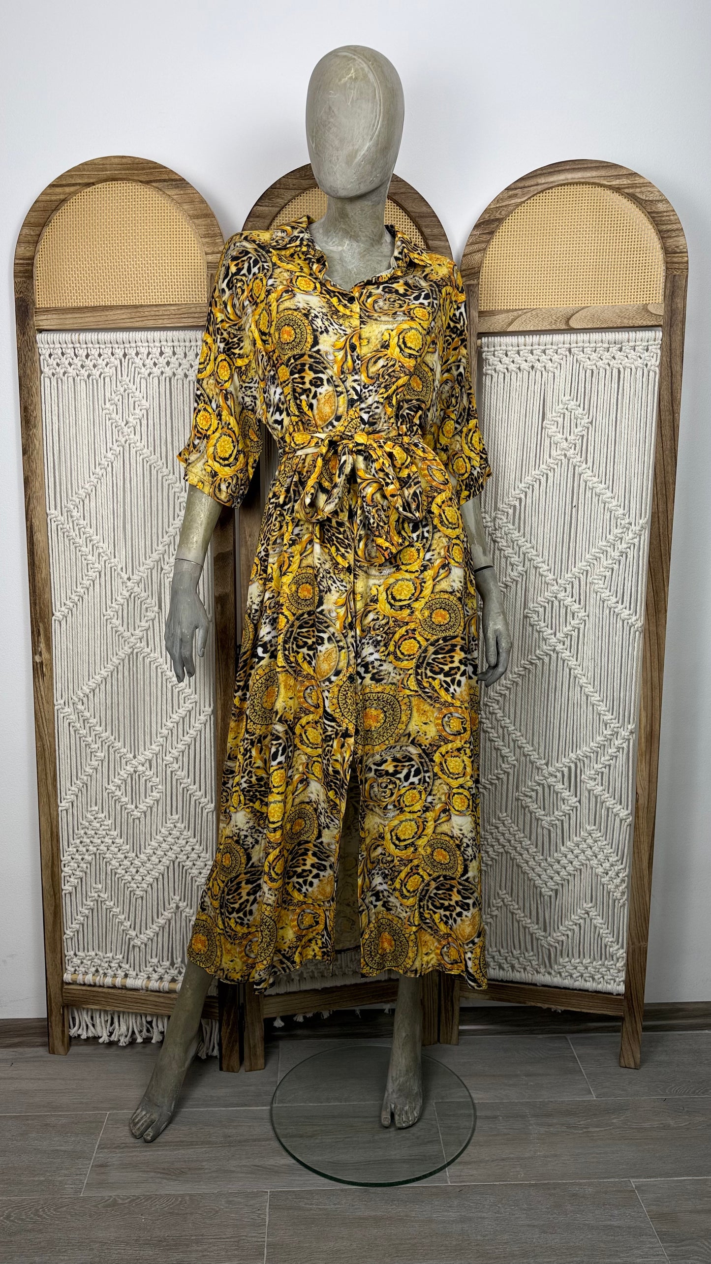ROCHIE LUNGA CU PRINT BAROC SI CORDON