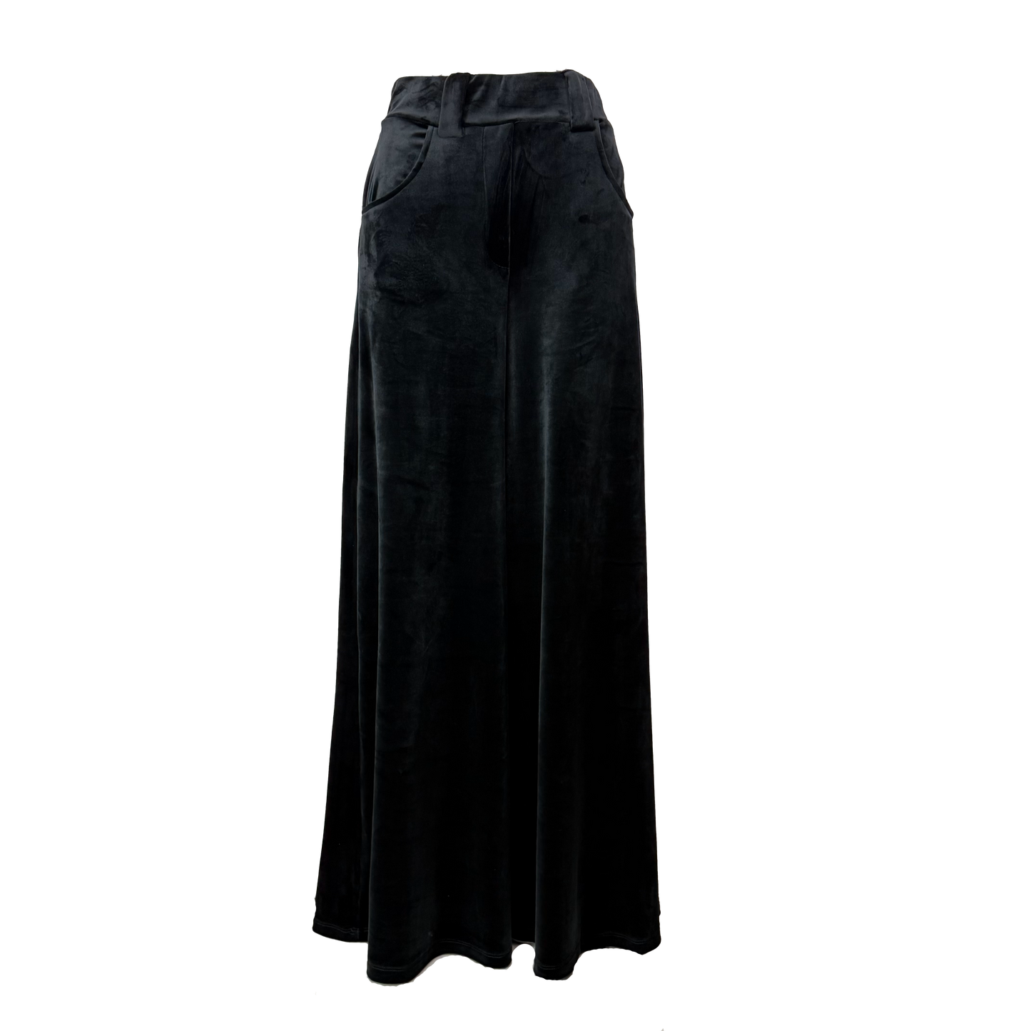 PANTALONI LARGI DIN CATIFEA NEAGRA