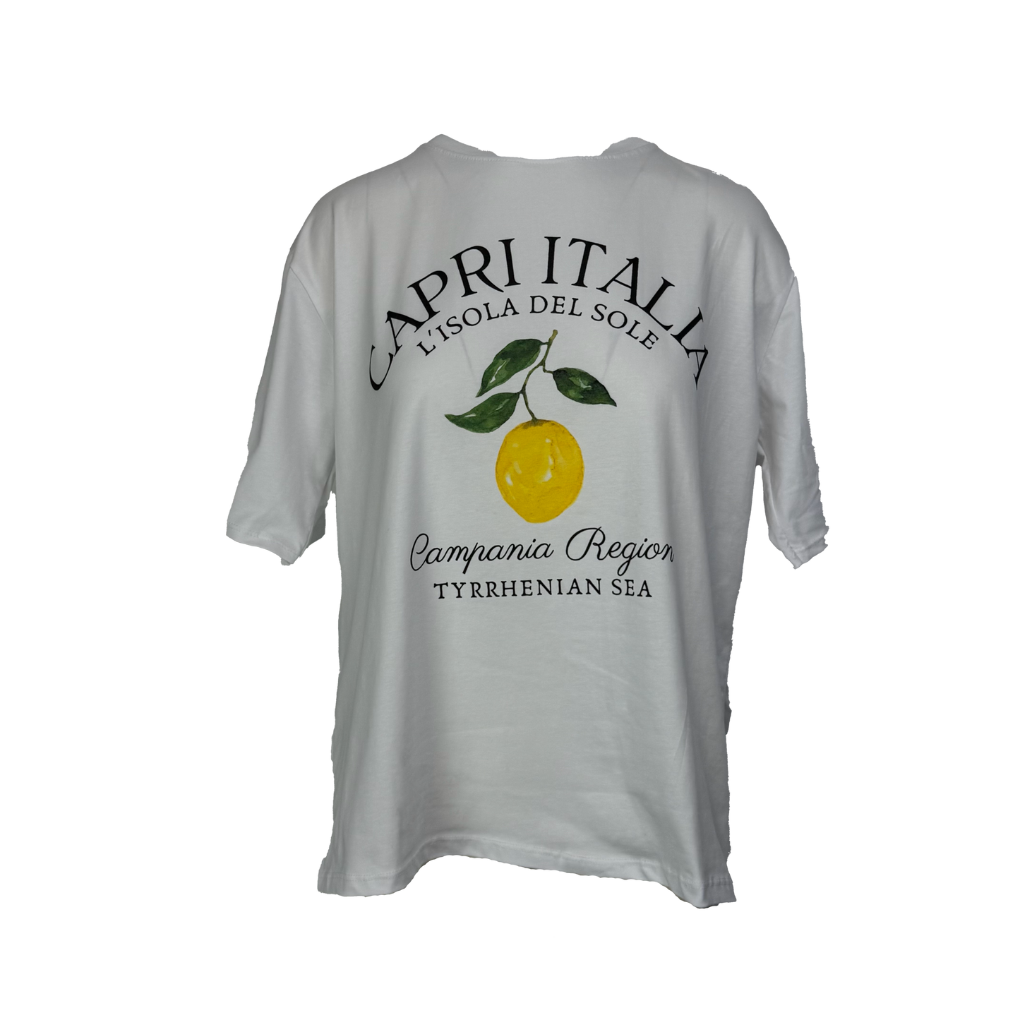 Tricou alb oversized din bumbac cu imprimeu - Capri Italia