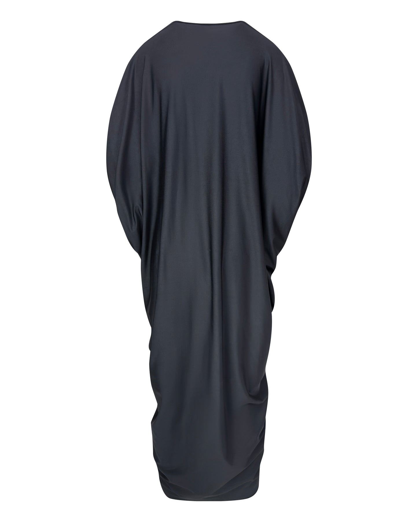 Rochie Neagră Fluidă din Jerse cu Inel | Talie Unică | Qarma