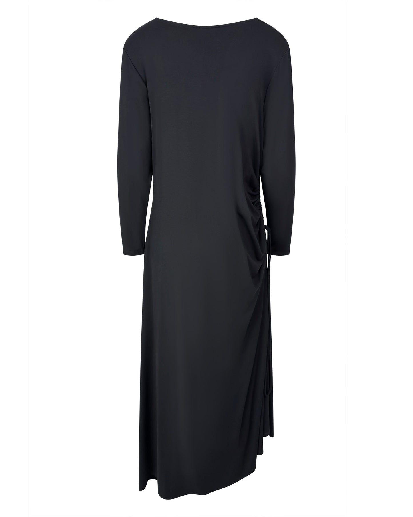 Rochie neagra lunga cu snur si maneca lunga
