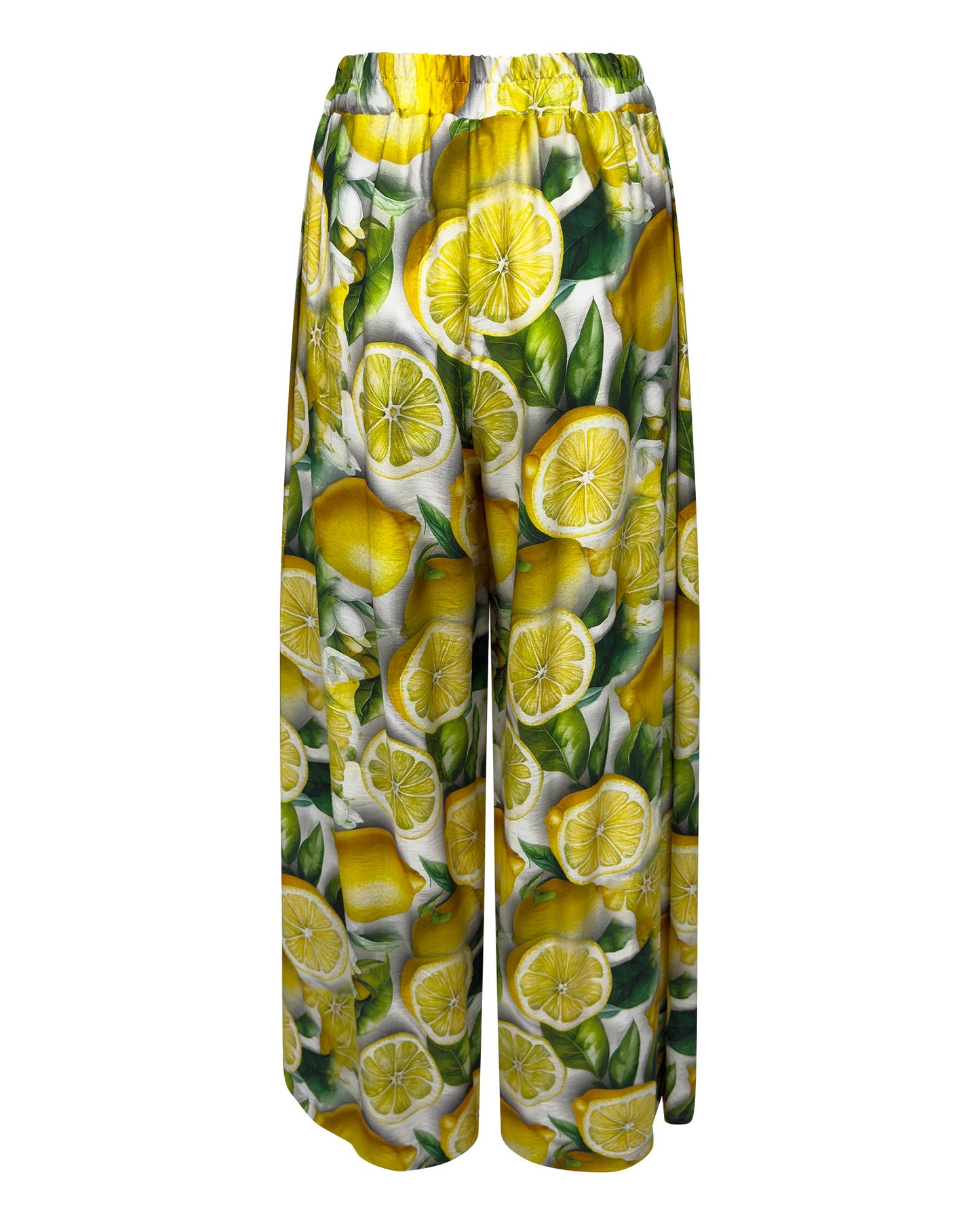 Pantaloni largi cu cordon si talie elastica – imprimeu lamaie
