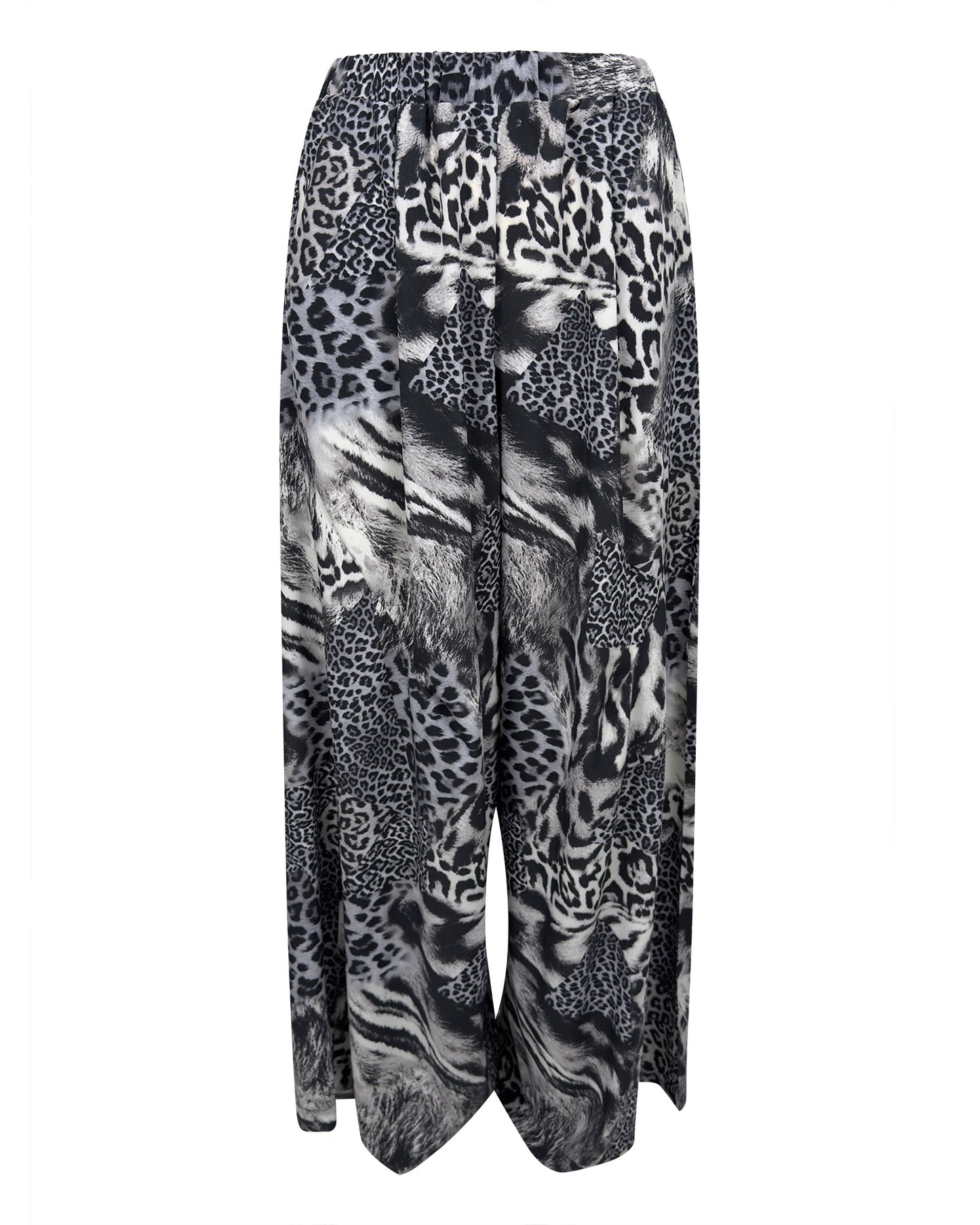 Pantaloni lejeri cu animal print si talie elastica