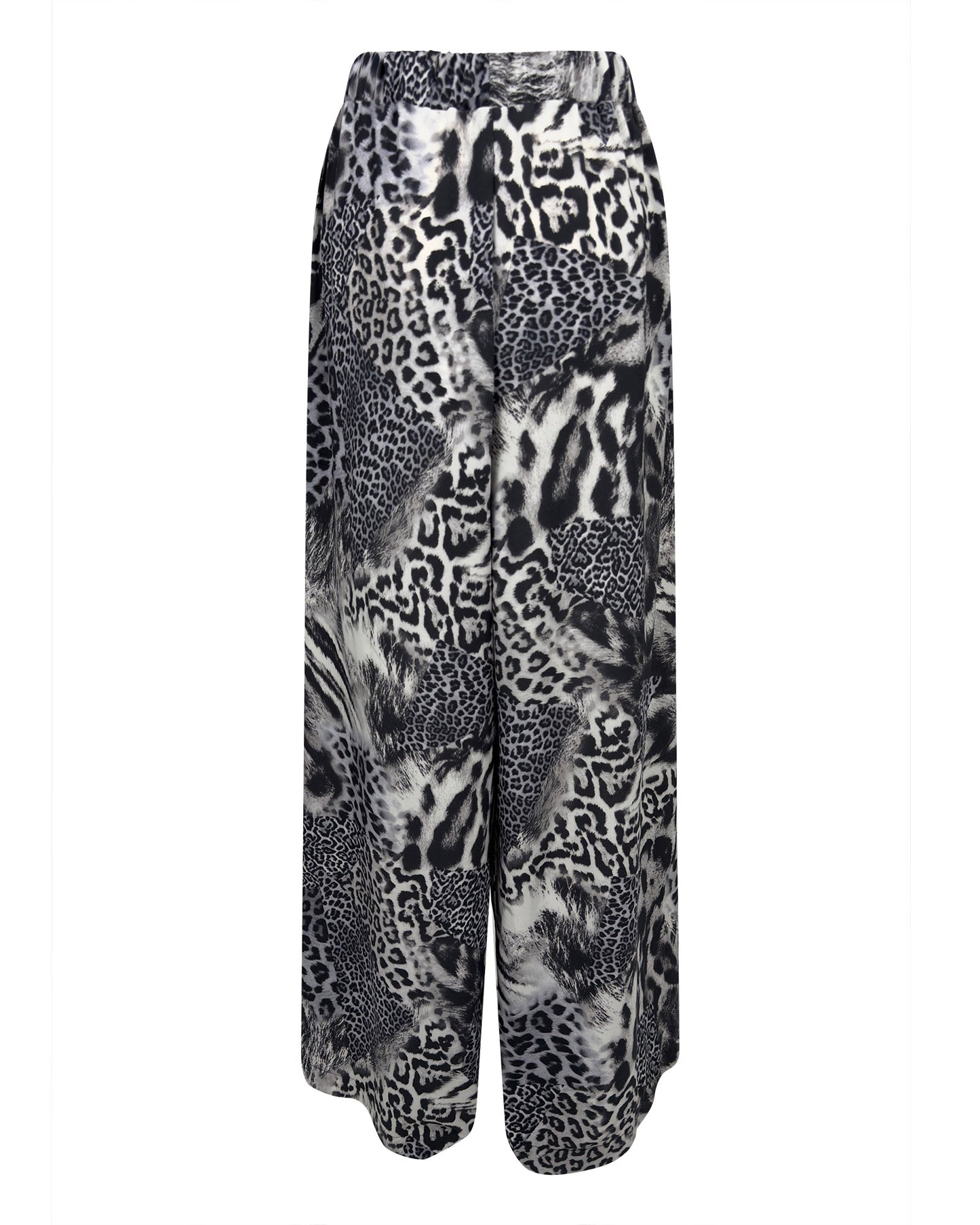 Pantaloni lejeri cu animal print si talie elastica