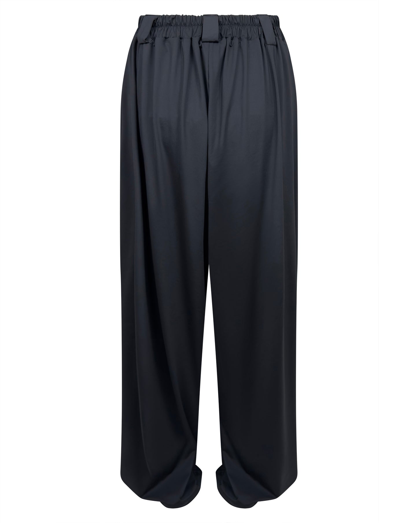 Pantaloni negri largi din lycra cu pense si croiala lejera, versatili