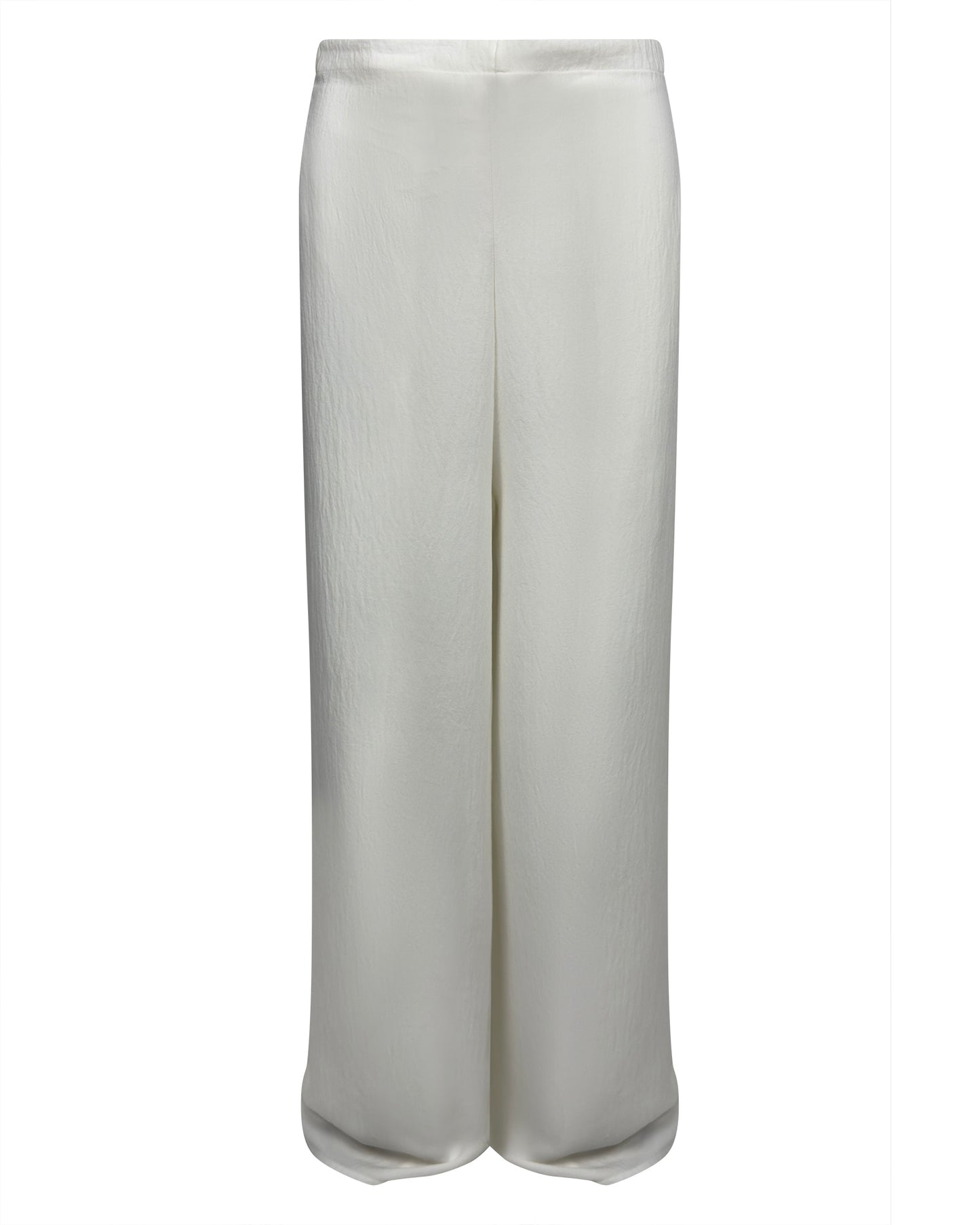 Pantaloni cu efect de fusta despicata din material lucios – alb