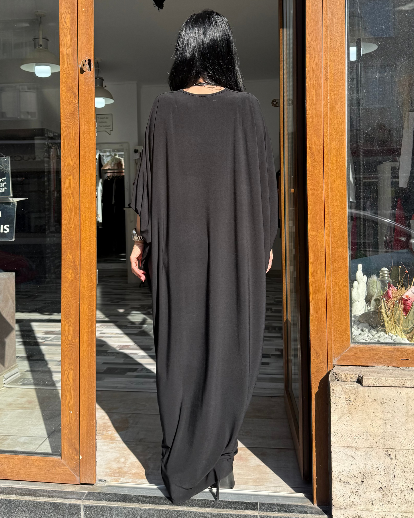 Rochie Maxi Kaftan cu Drapaj Central și Aplicații (S-XL)