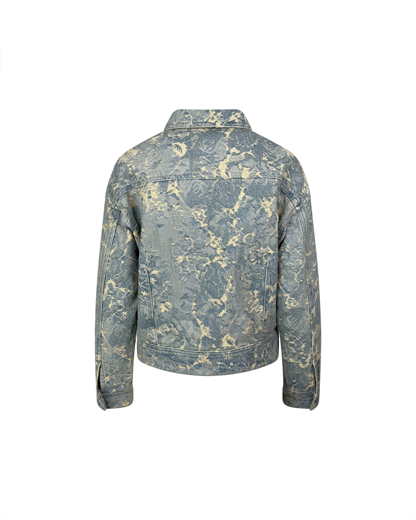 Jacheta denim prespalat marmorata cu efect - accesorizata manual