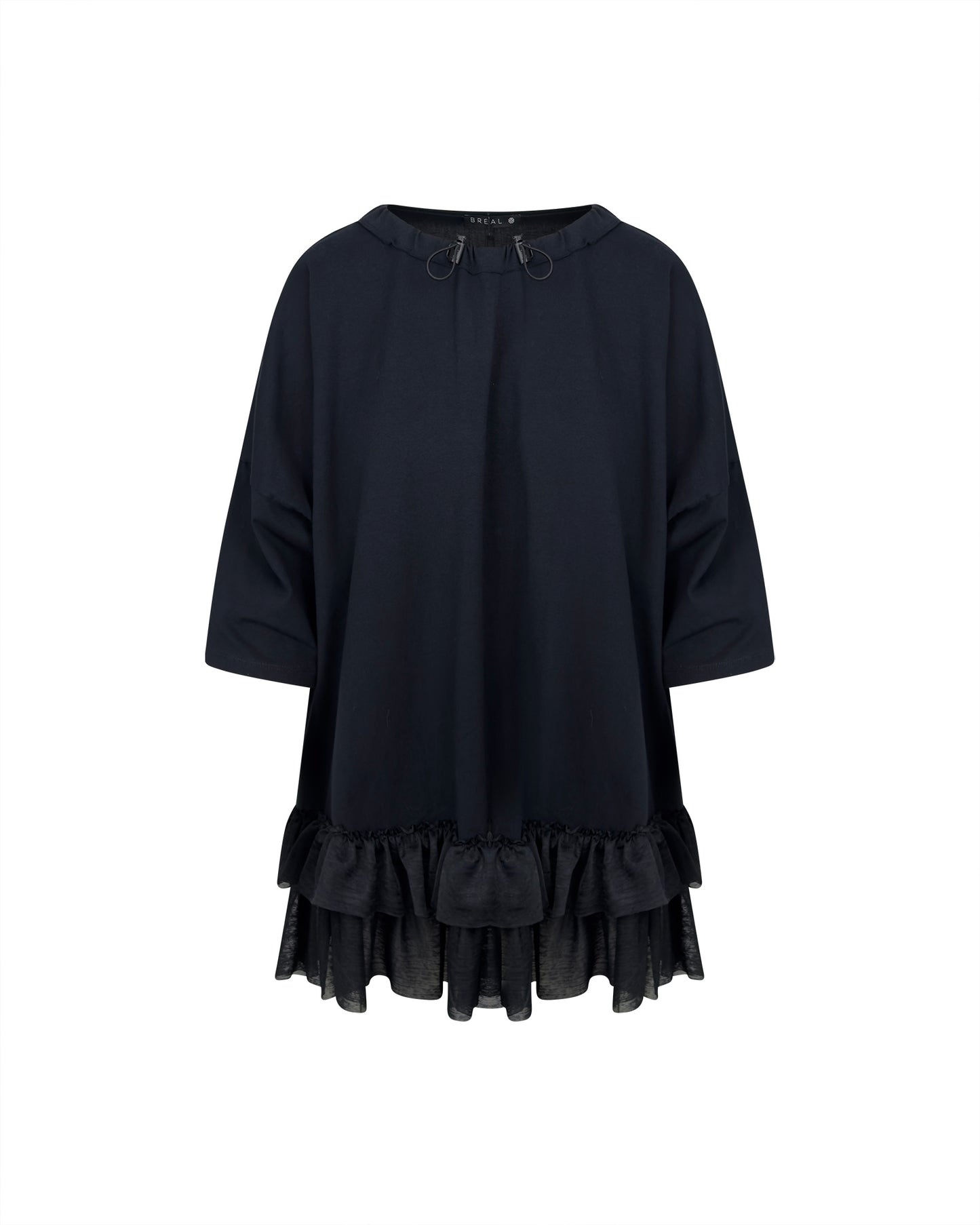 Bluza neagra cu volan din tulle