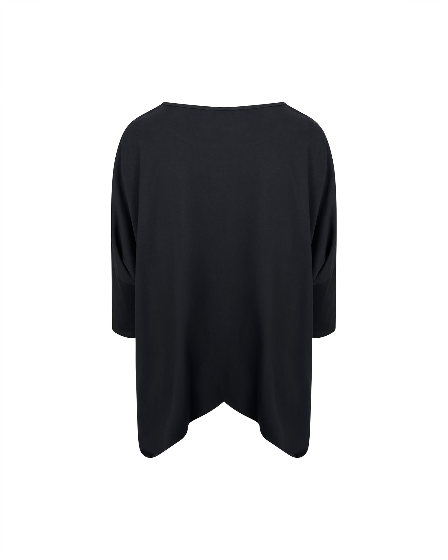 Bluză Neagră Asimetrică cu Panou Texturat | Talie Unică | Qarma