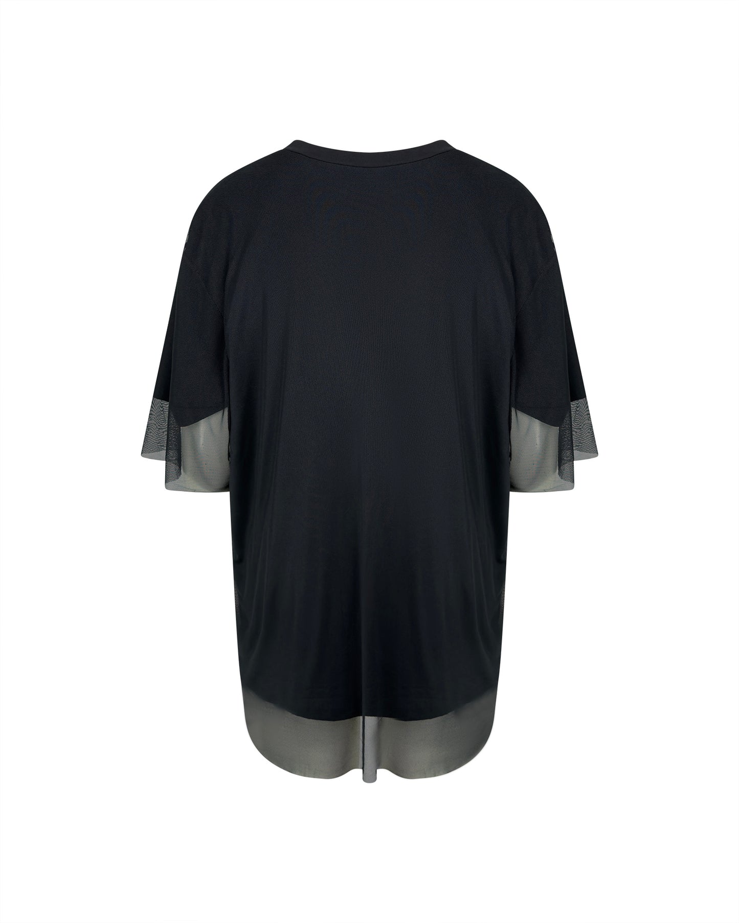 Tricou negru cu tulle si aplicatie brodata