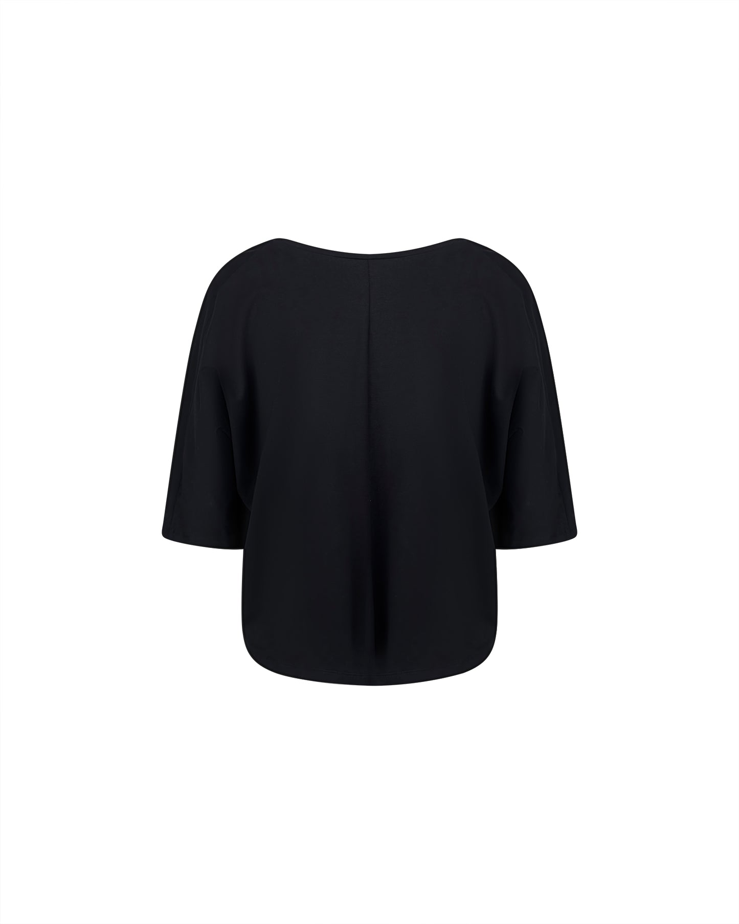 Bluza neagra scurta cropped cu insertie din plasa diagonala