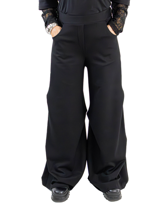 Pantaloni Wide-Leg cu Detaliu Lateral Sculptural (S-L)