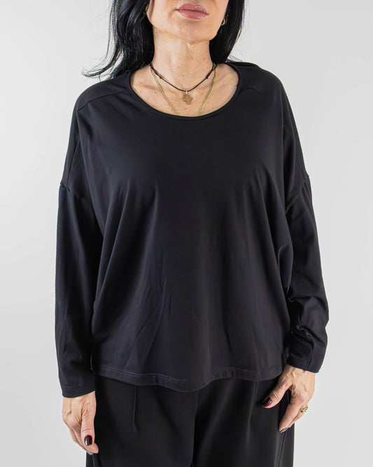 Bluză Lejeră Hibridă cu Spate din Satin (S-XL)