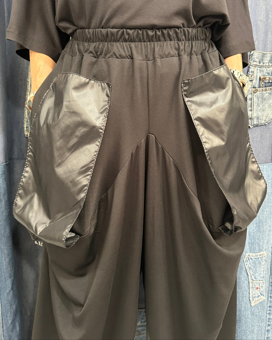 Pantaloni-Șalvar Arhitecturali cu Buzunare Aparente din Fâș (S-XL)