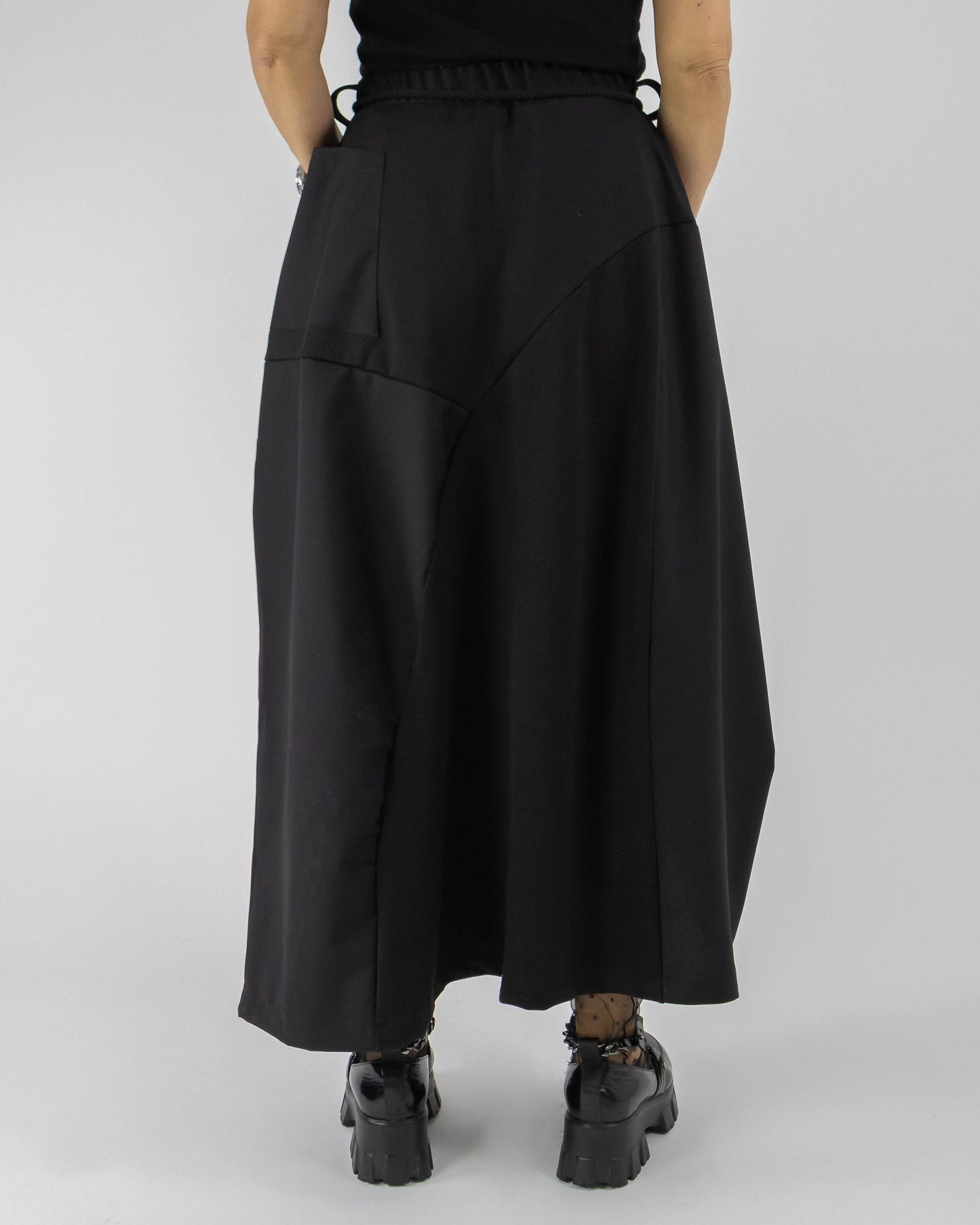 Fustă Asimetrică din Viscoză cu Șnur în Talie (S-XL)