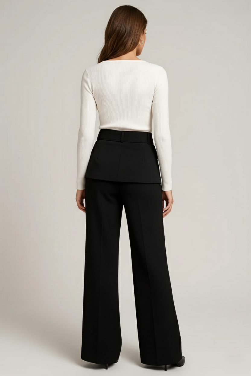 Pantaloni Evazați 2-în-1 cu Fustă Detașabilă | Qarma Selection