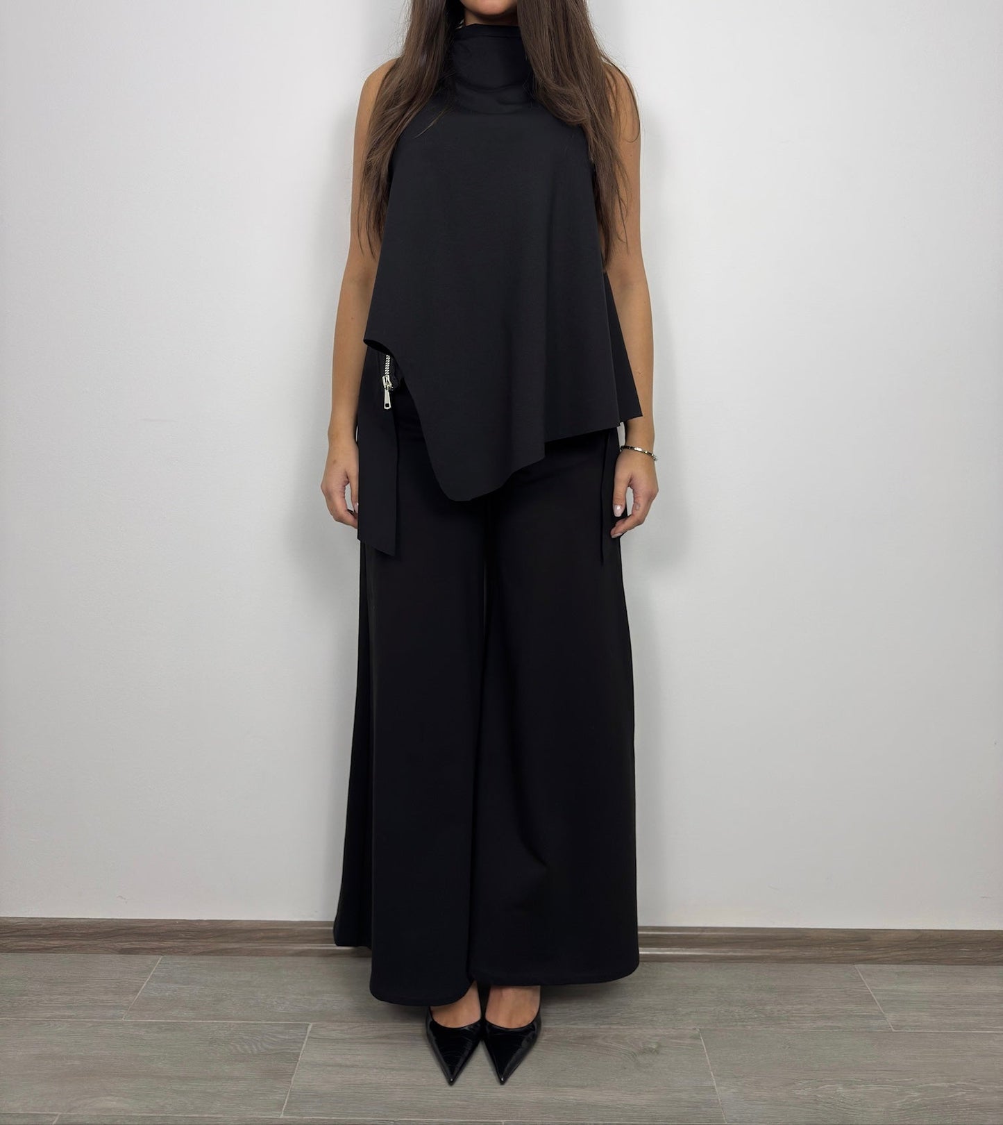 Pantaloni Largi Dama – Negru Profund, 3 variante