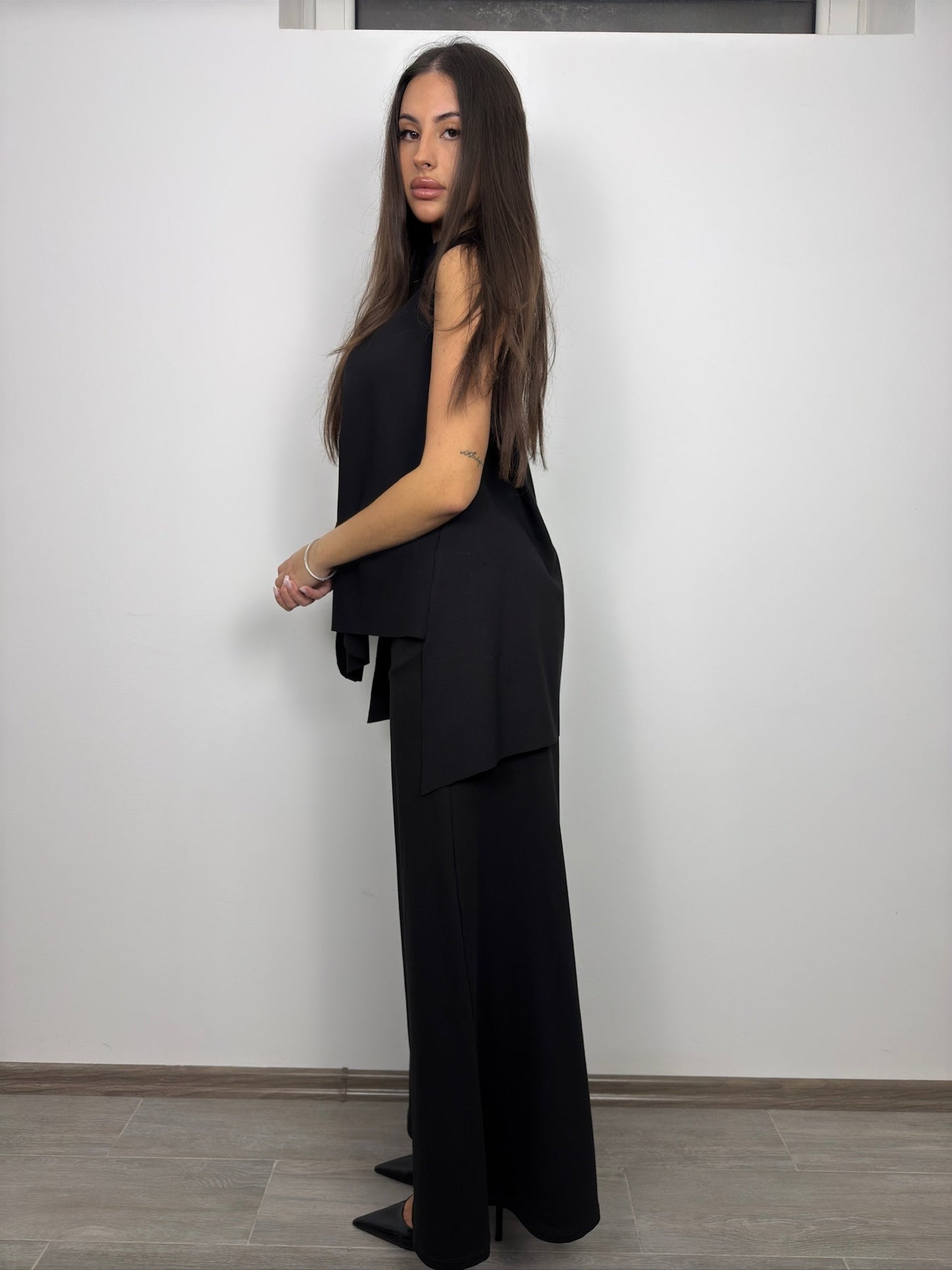 Pantaloni Largi Dama – Negru Profund, 3 variante