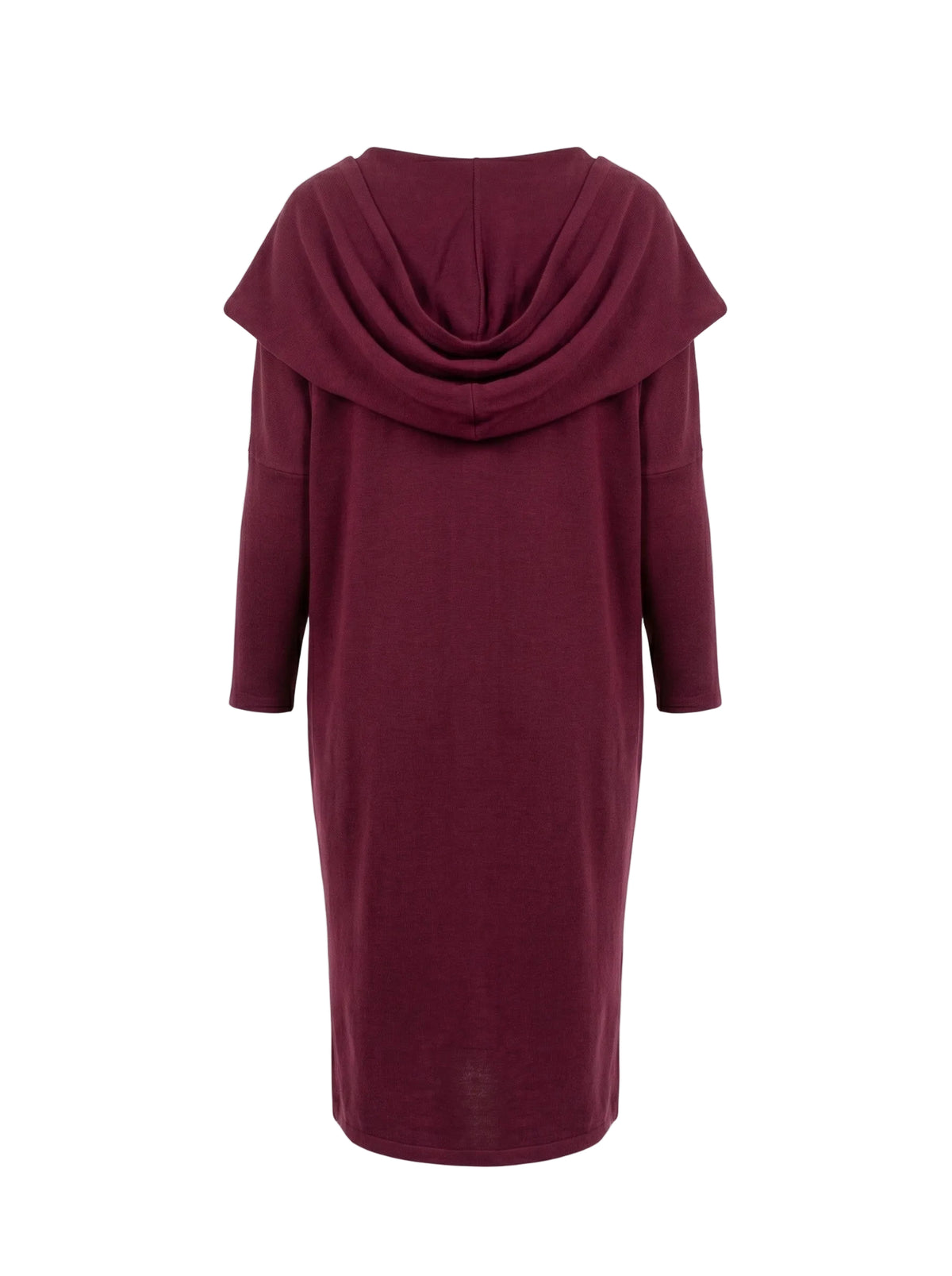 Rochie Vișinie Midi cu Glugă Drapată | Mărime Universală (S-XL) | Qarma