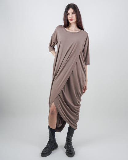 Rochie Bej Parte Peste Parte (S-XL)