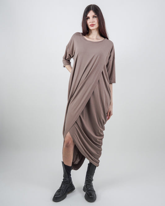 Rochie Bej Parte Peste Parte (S-XL)