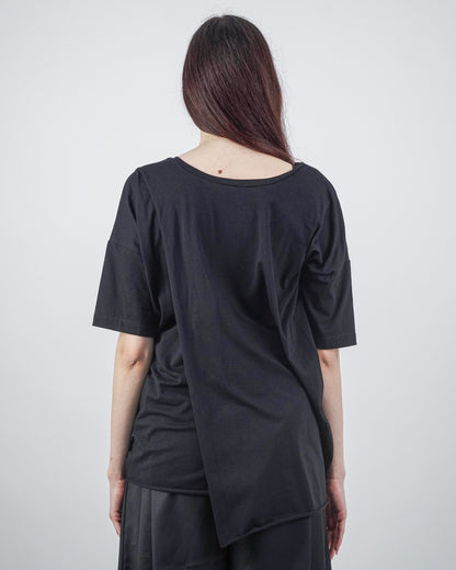 Bluză Neagră Parte Peste Parte (S-XL)