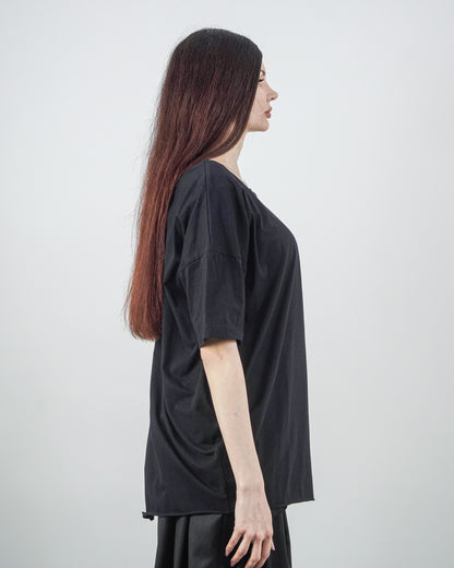 Bluză Neagră Parte Peste Parte (S-XL)