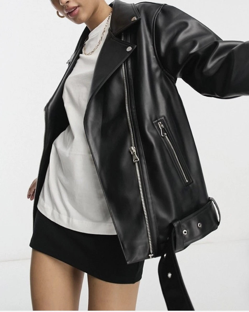 Geaca Biker Oversized din Piele Ecologică | Qarma Selection