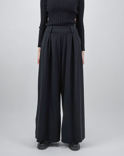 Pantaloni Wide-Leg cu Pense Negri (S-XL)