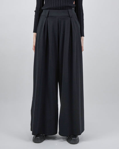 Pantaloni Wide-Leg cu Pense Negri (S-XL)