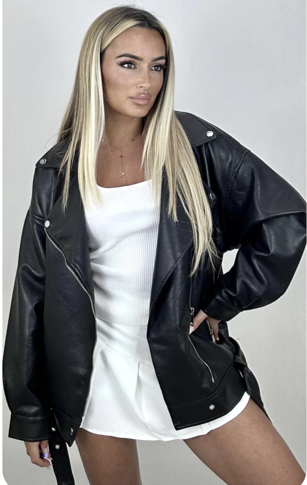 Geaca Biker Oversized din Piele Ecologică | Qarma Selection