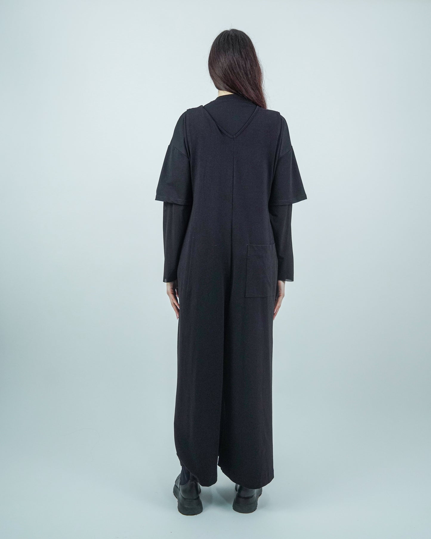 Salopetă Neagră Din Bumbac Fără Mâneci (S-XL)