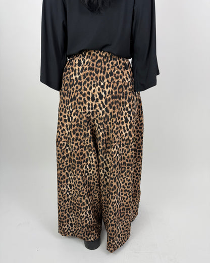 Pantaloni Fustă Arhitecturali cu Print Leopard (S-XL)