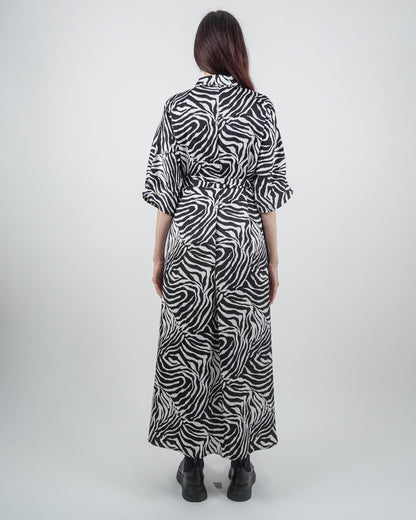 Rochie-Cămașă Zebra cu Mânecă Raglan (S-XL)