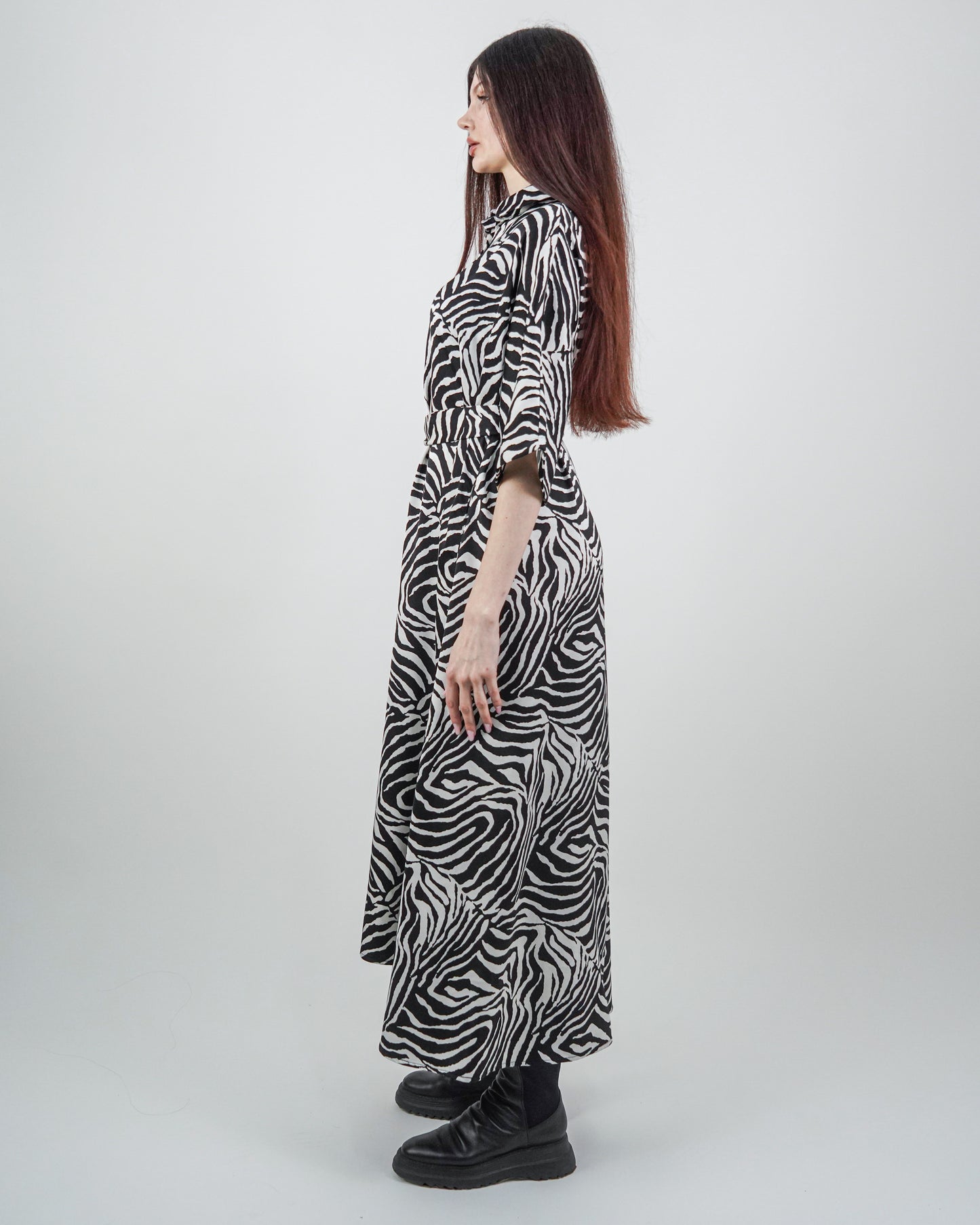Rochie-Cămașă Zebra cu Mânecă Raglan (S-XL)