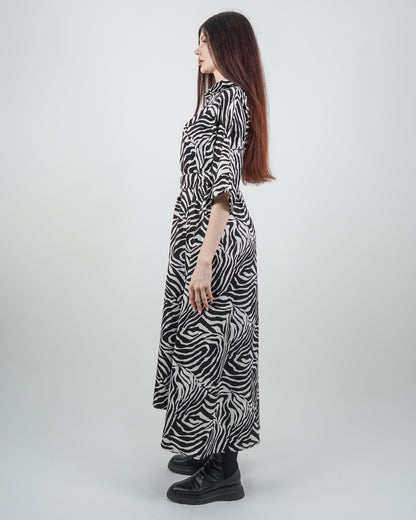 Rochie-Cămașă Zebra cu Mânecă Raglan (S-XL)