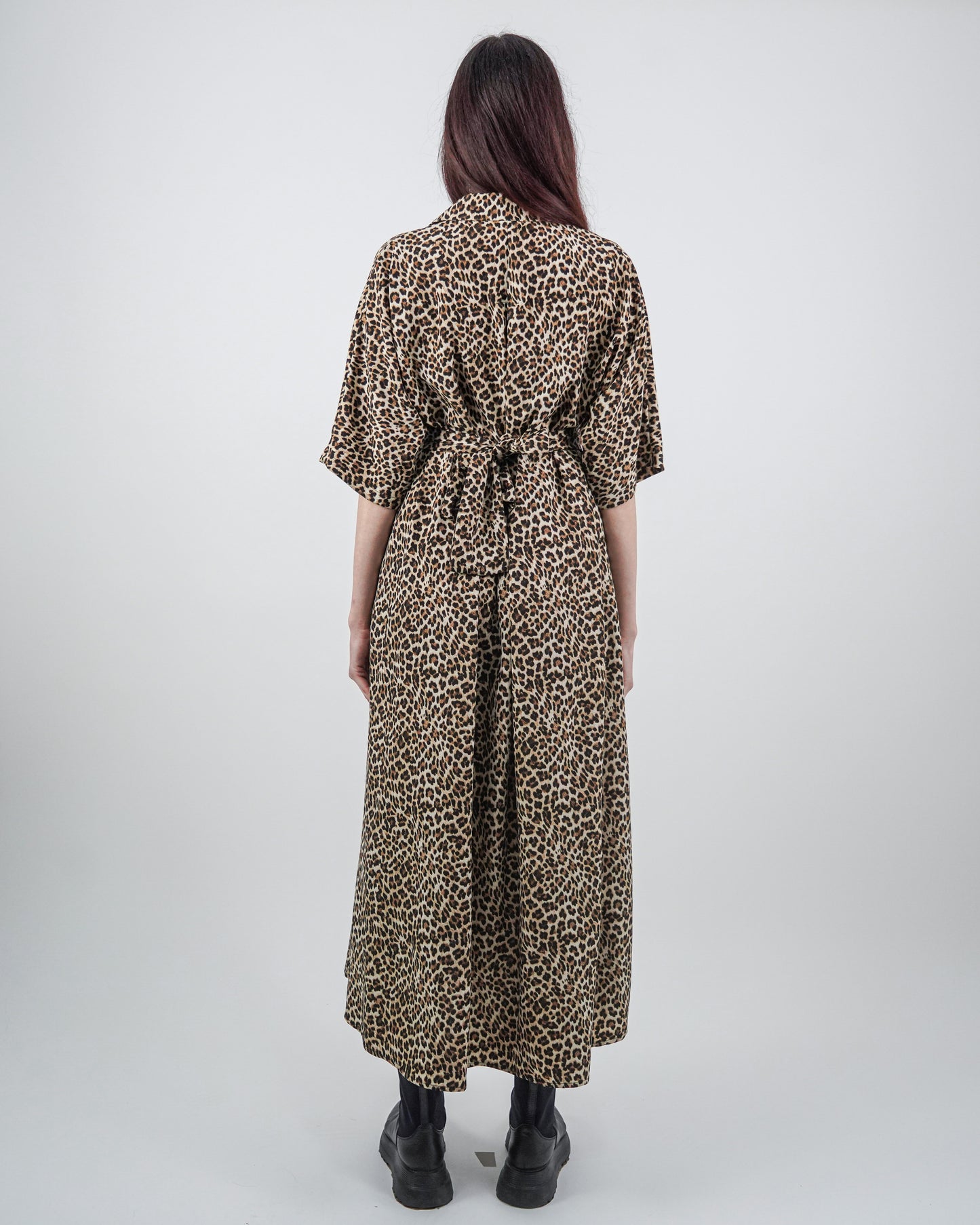 Rochie-Cămașă Leopard cu Mânecă Raglan (S-XL)
