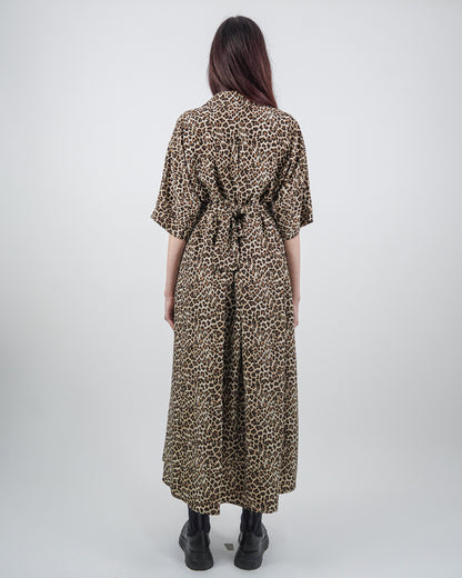 Rochie-Cămașă Leopard cu Mânecă Raglan (S-XL)
